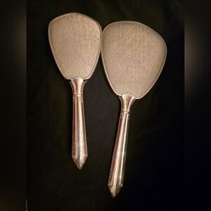 Vintage Gold And Silver Vanity Mirror And Hair Brush. See All Pictures.